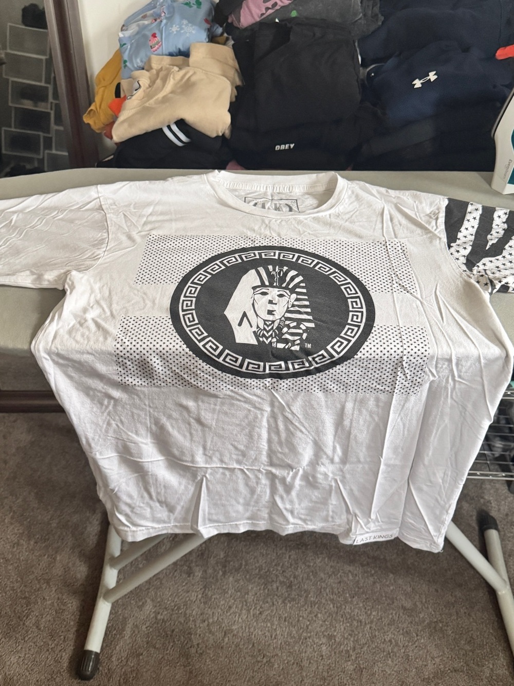 White Graphic Men’s T-Shirt with Pharaoh Print